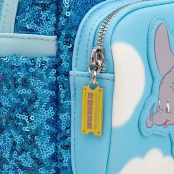 Loungefly Disney Dumbo Sequin Baby Blue Mini Backpack New With Tags - Picture 2 of 3